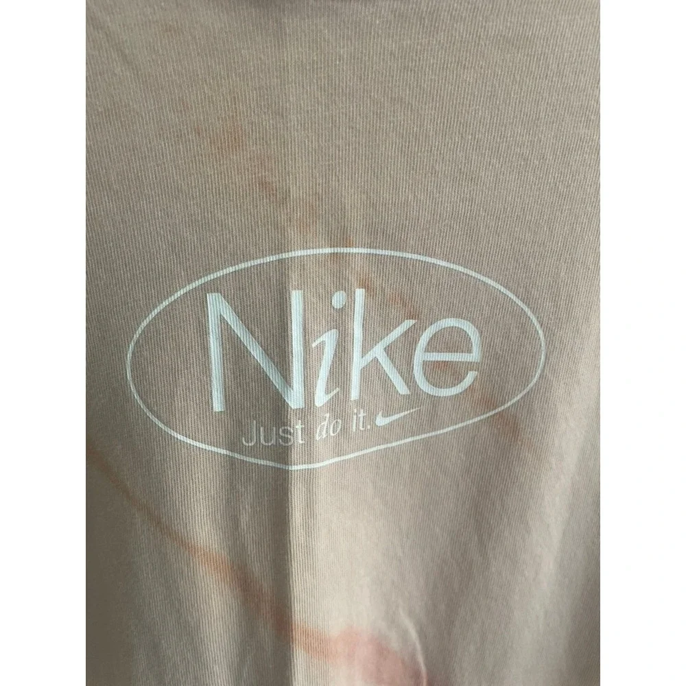 Nike Loose Fit Tie Dye Graphic Tee Pink Peach Just Do It Cotton T-Shirt L